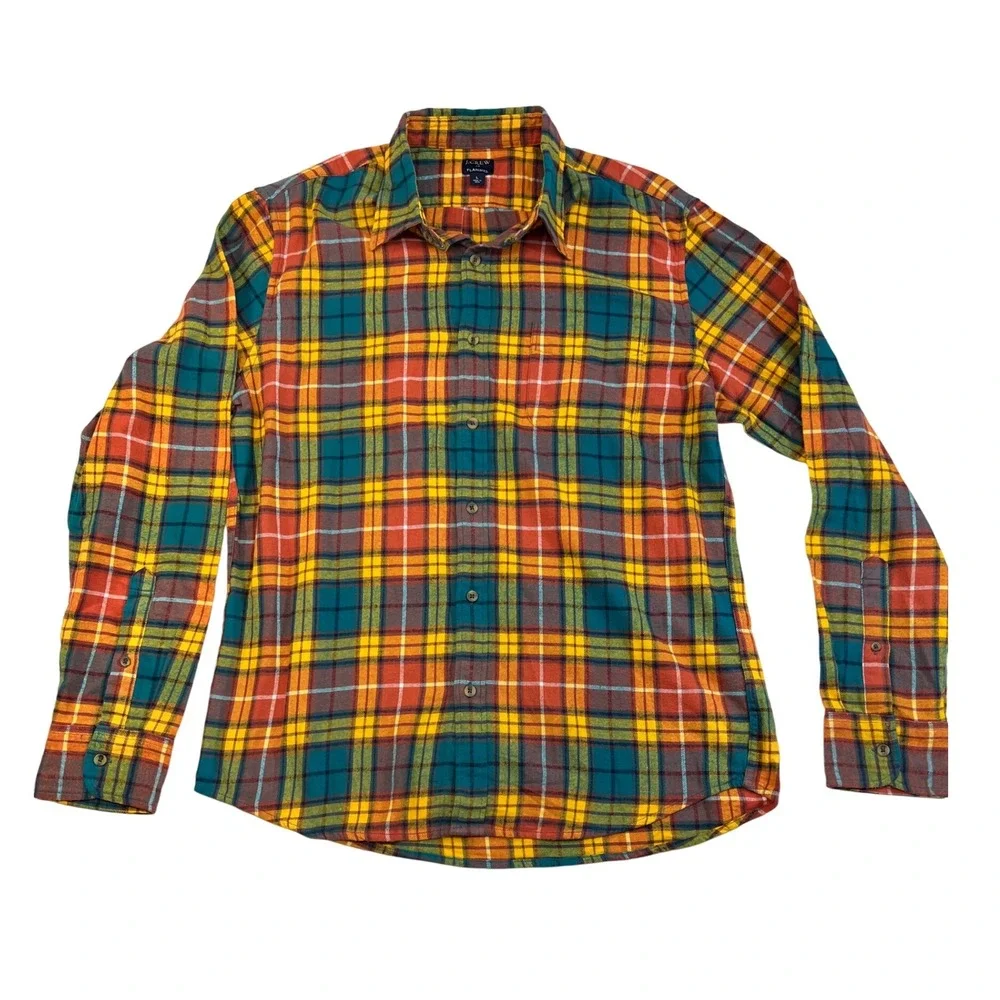 J.Crew Re-Imagined Flannel Shirt Mens L Plaid Button Up‎ Long Sleeve